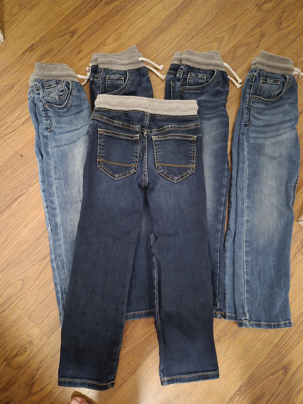 Cat & Jack Girls' Straight Leg Pull-On Jeans - Denim Blue Mix